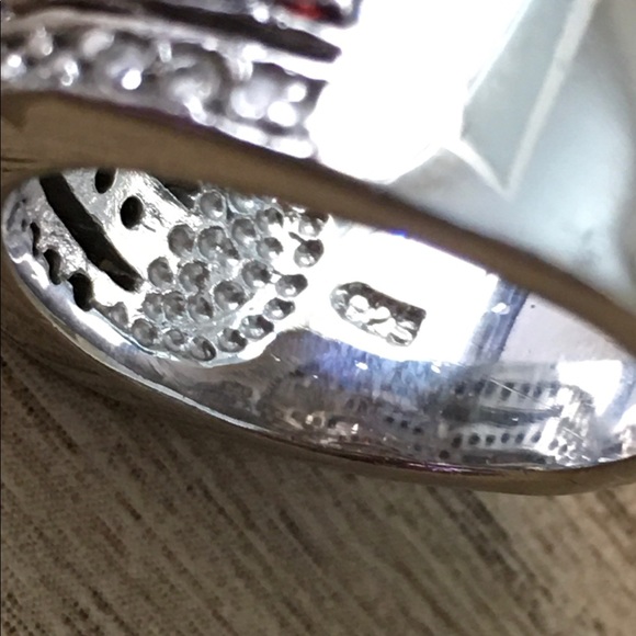 .925 Sterling Silver Garnet and CZ Pave Ring - Picture 8 of 8